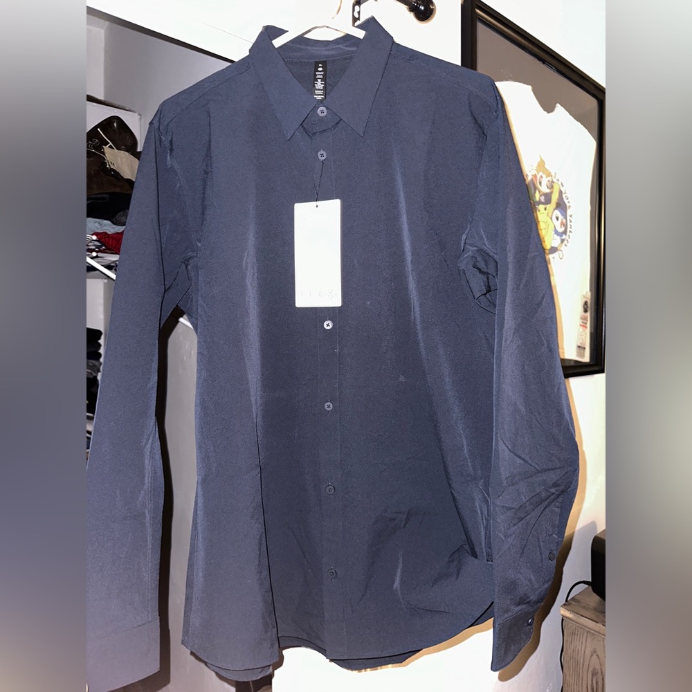 Lululemon New Venture Slim Fit Button Down (Navy, XL)